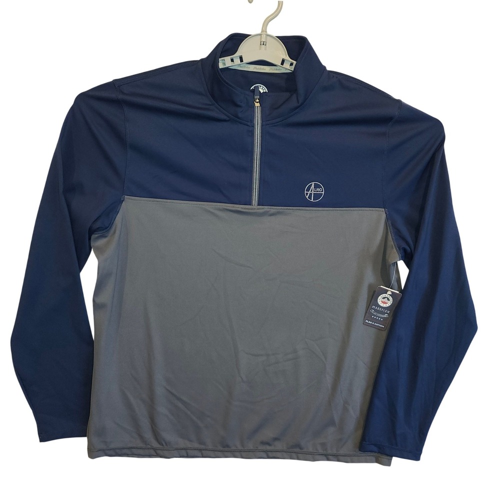 Flag & Anthem MadeFlex Mens Quarter Zip Pullover Navy Grey Colorblock Size XL